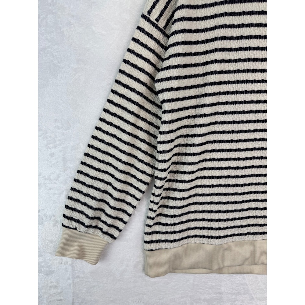 Staccato‎ Women Textured Striped Pullover Sweater Cream Black Crew Neck Casual L - Picture 4 of 7